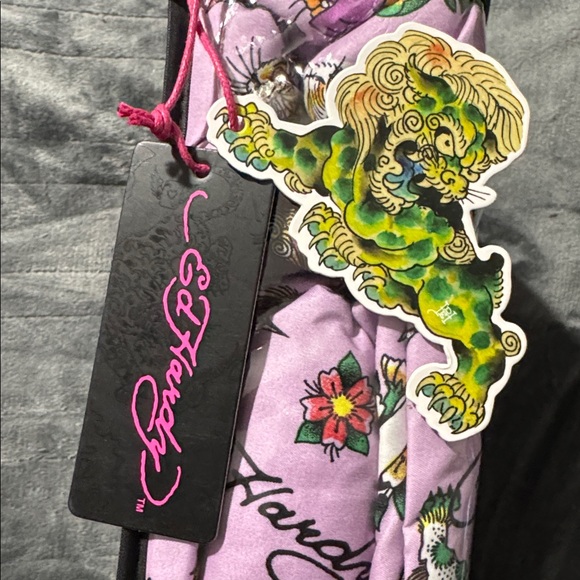 Ed Hardy Purple/Lilac King Sheet Set, Birds,Tigers,Flowers Tattoo Illustrations - Picture 8 of 10